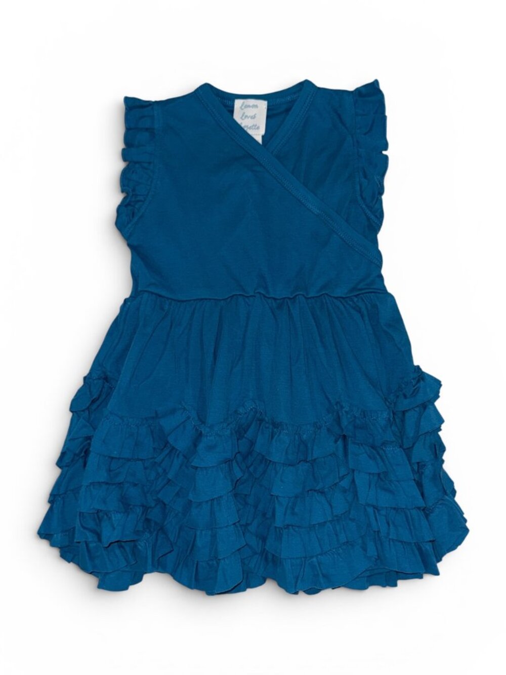 Lemon Loves Layette Ruffle Dress | Blue Sleeveless Boutique Style | 18–24M NWT